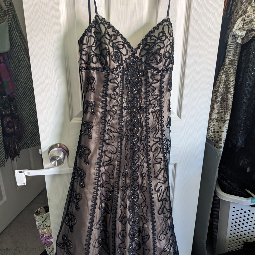 Sue Wong Black Tan Cocktail Sundress